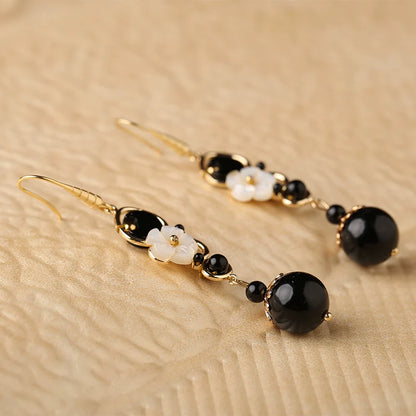 Onyx Chinese Style Earrings
