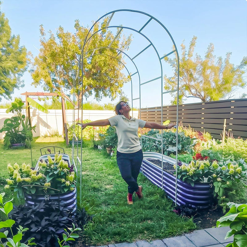 YoYoBloom Zn-Al-Mg Steel Arched Trellis for Raised Garden Beds