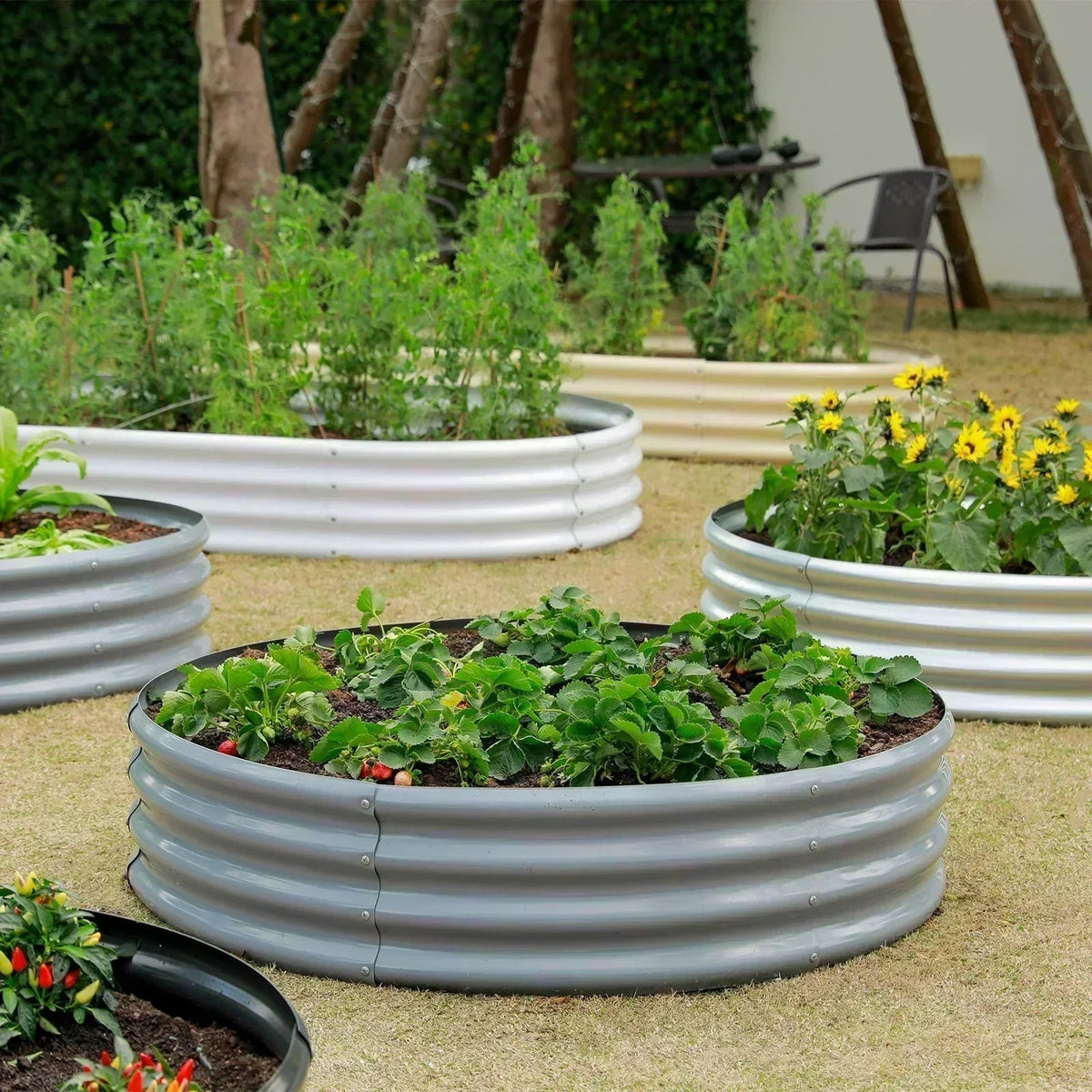 24-inch tall round galvanized metal raised garden bed, 2 feet in diameter — view 8