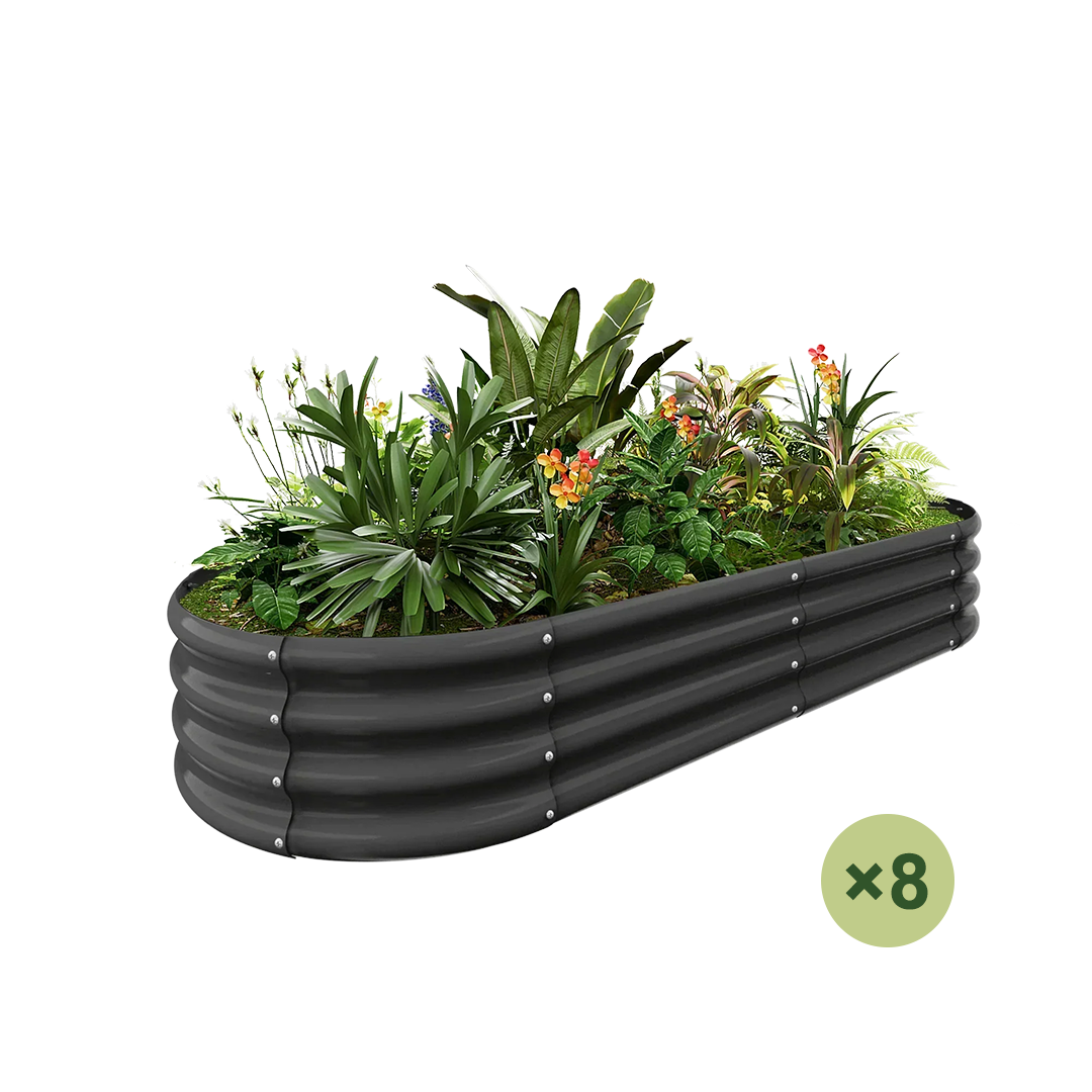 set of 8 — 12-inch tall oval galvanized metal raised garden bed, 6 by 3 feet — view 3