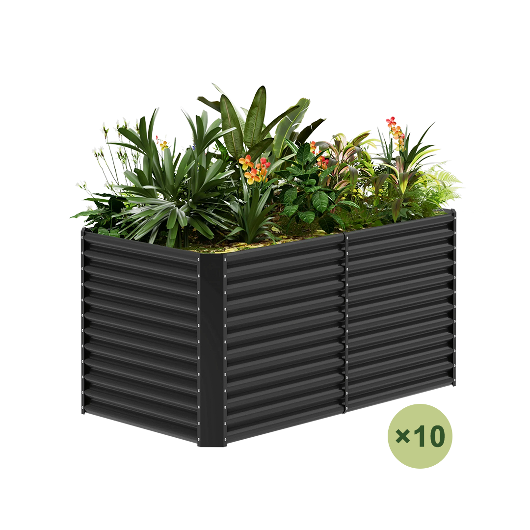 set of 10 — 36-inch tall rectangular galvanized metal raised garden bed, 6 by 3 feet