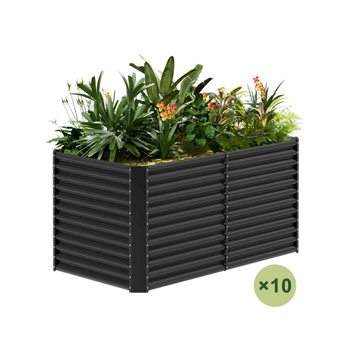 set of 10 — 36-inch tall rectangular galvanized metal raised garden bed, 6 by 3 feet