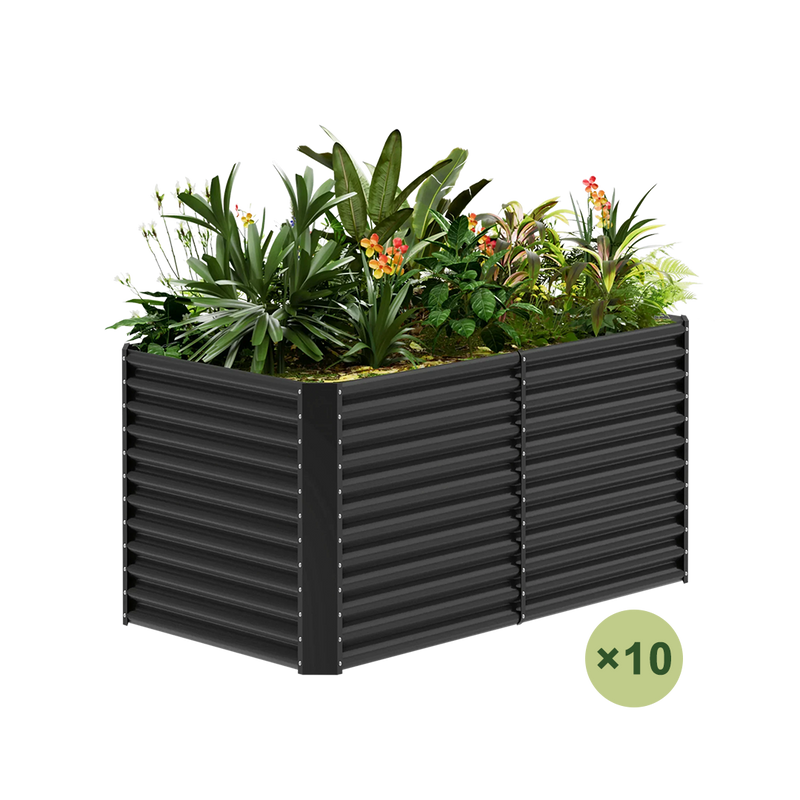 set of 10 — 36-inch tall rectangular galvanized metal raised garden bed, 6 by 3 feet