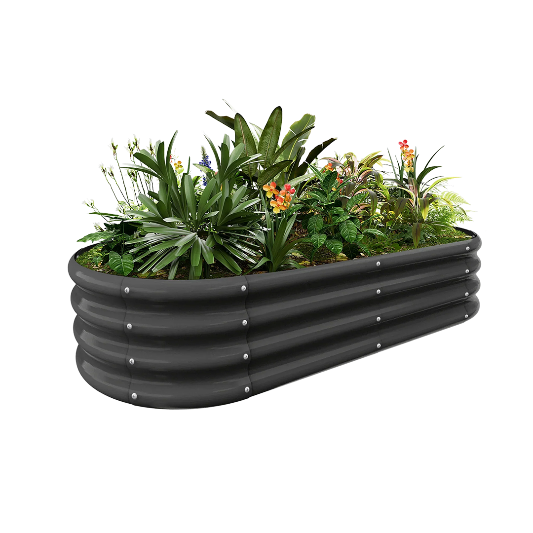 12" Tall Oval 4x2x1ft Galvanized Raised Garden Bed — view 3