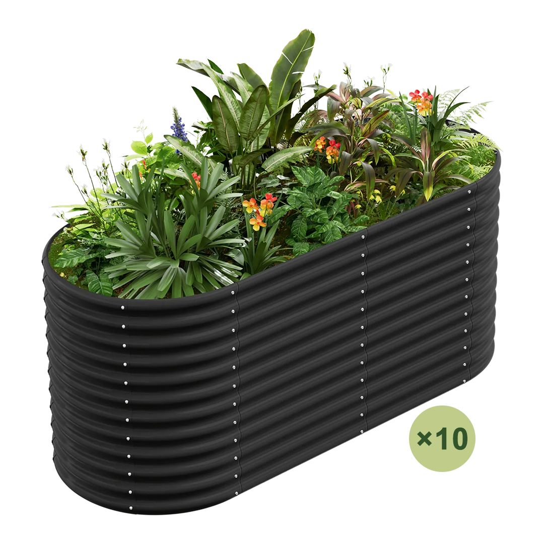 set of 10 — 36-inch tall oval galvanized metal raised garden bed, 6 by 3 feet — view 3