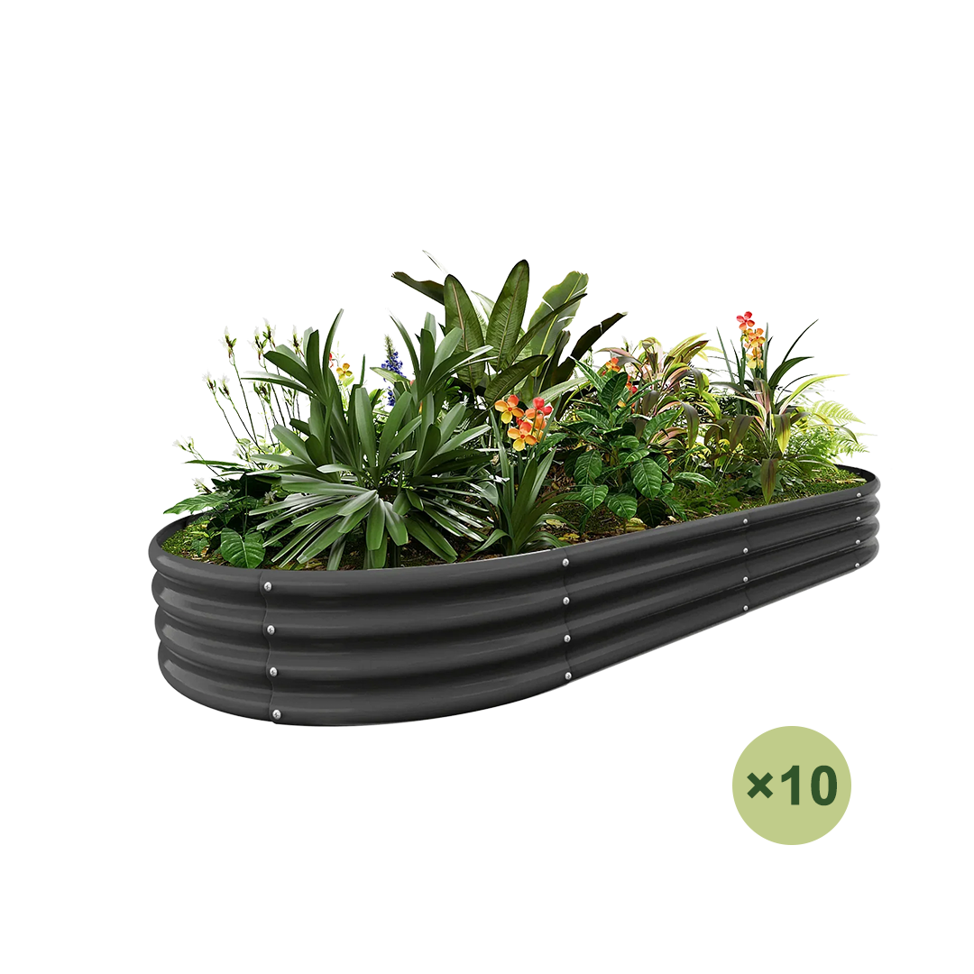 set of 10 — 12-inch tall oval galvanized metal raised garden bed, 8 by 4 feet — view 3