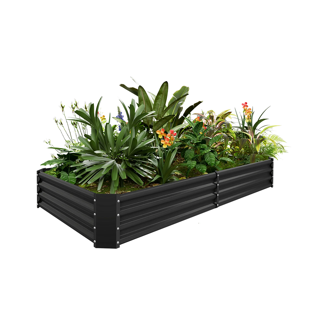 12-inch tall rectangular galvanized metal raised garden bed, 8 by 4 feet — view 3