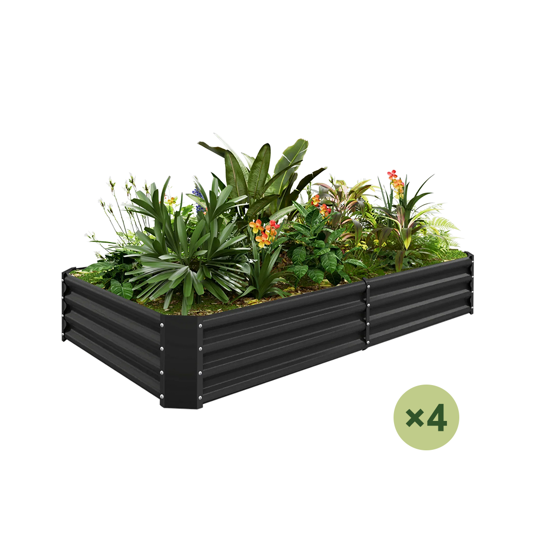 set of 4 — 12-inch tall rectangular galvanized metal raised garden bed, 6 by 3 feet — view 3