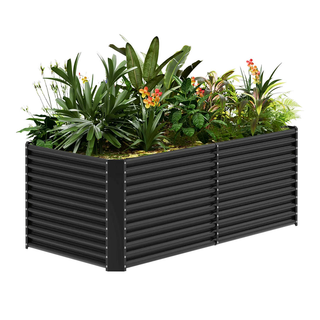 36-inch tall rectangular galvanized metal raised garden bed, 8 by 4 feet — view 3