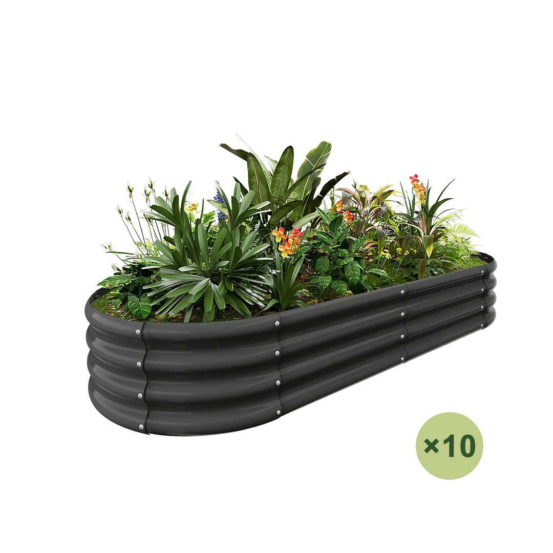 10-Pack Oval 6x3x1ft Galvanized Raised Garden Bed — view 4