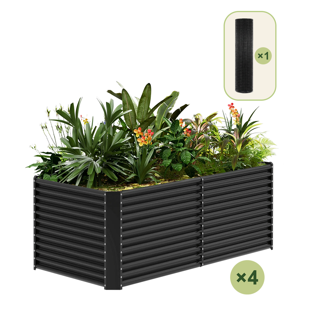 4-Pack 36" Tall Rectangular 8x4x3ft Galvanized Raised Garden Bed+1/2 inch Galvanized Hardware Cloth — view 3