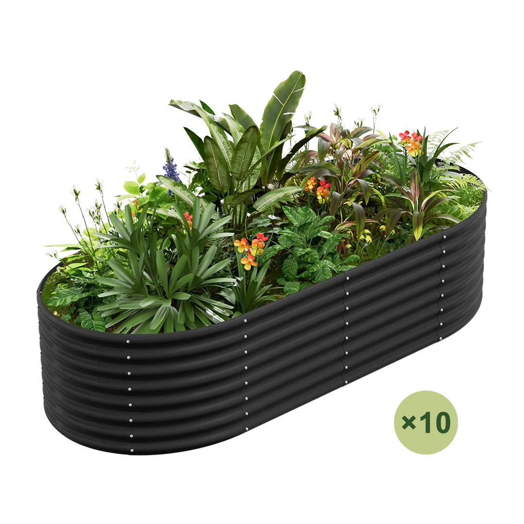 set of 10 — 24-inch tall oval galvanized metal raised garden bed, 8 by 4 feet — view 4