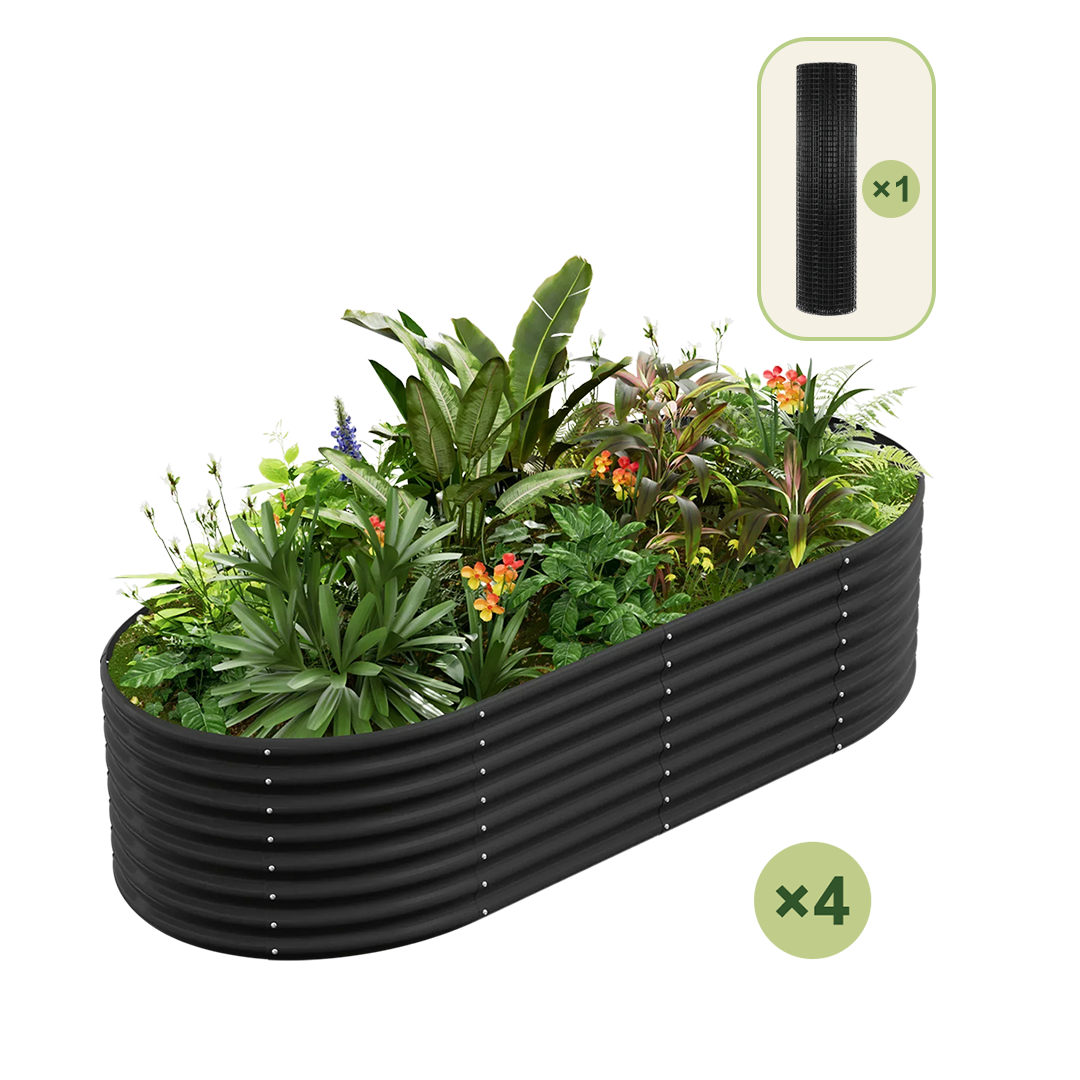 4-Pack 24" Tall Oval 8x4x2ft Galvanized Raised Garden Bed+1/2 inch Galvanized Hardware Cloth — view 3