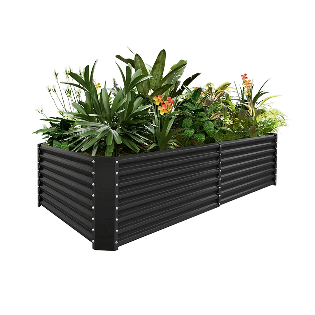 24-inch tall rectangular galvanized metal raised garden bed, 8 by 4 feet — view 3