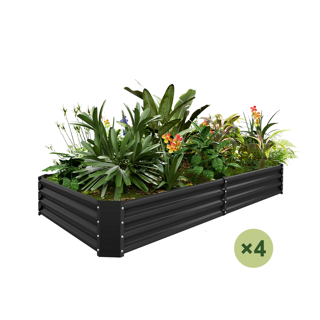 set of 4 — 12-inch tall rectangular galvanized metal raised garden bed, 8 by 4 feet — view 3