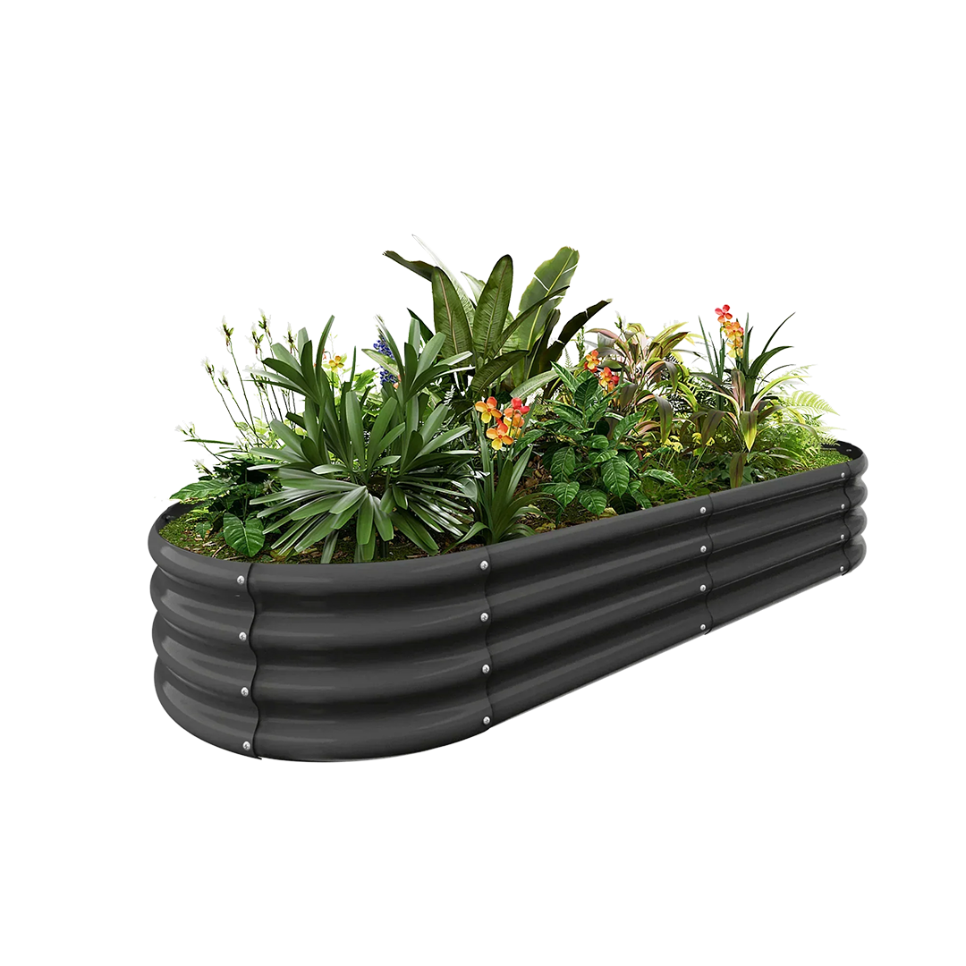12-inch tall oval galvanized metal raised garden bed, 6 by 3 feet — view 3